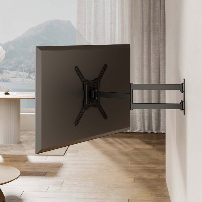 Aisens Soporte Pared WT65TSLE-383 Giratorio, Inclinable, Nivelable para Monitores y TV de 23-65" hasta 35kg Negro
